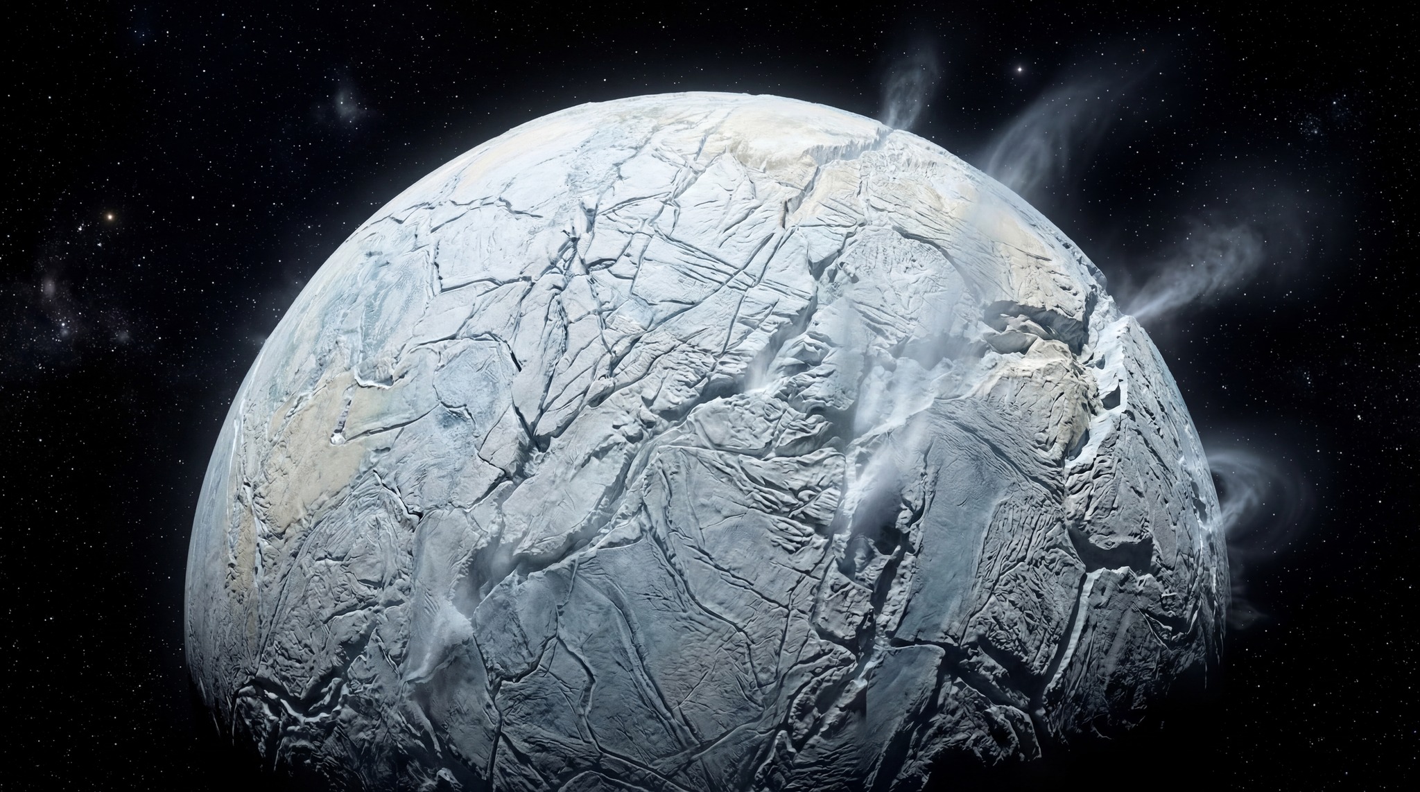 Cracked Ice Moon with Geysers Overlay | Free