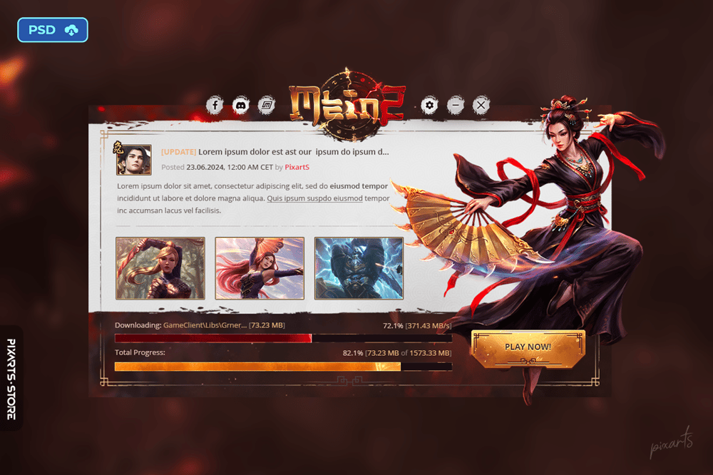 M2World Oriental MMORPG Auto-Patcher UI Template