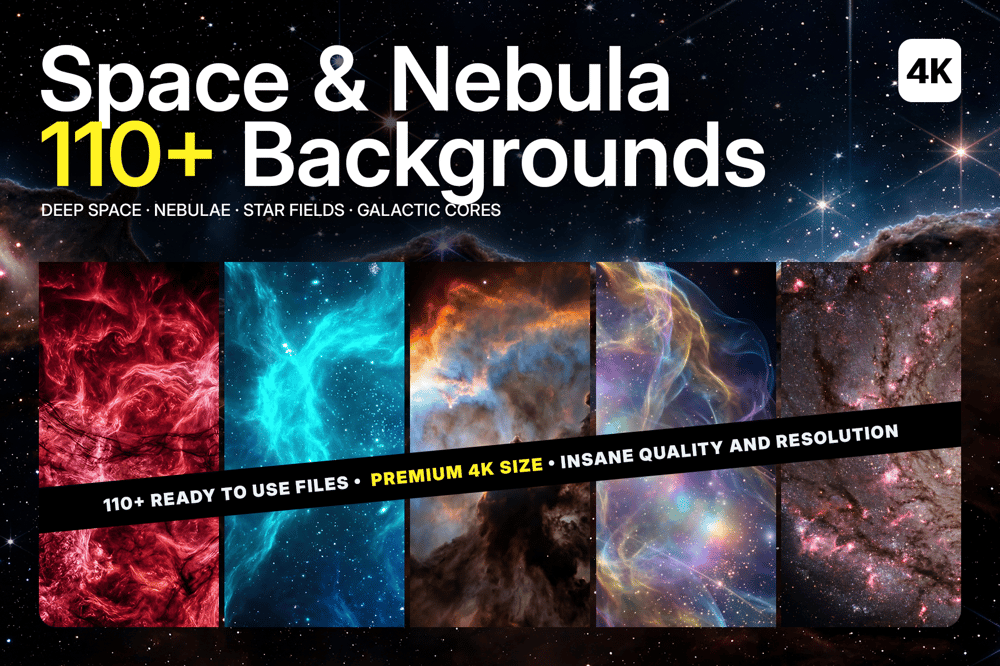 Space & Nebula Backgrounds – 110+ Premium 5K Files for VFX, Motion Graphics and Game Development