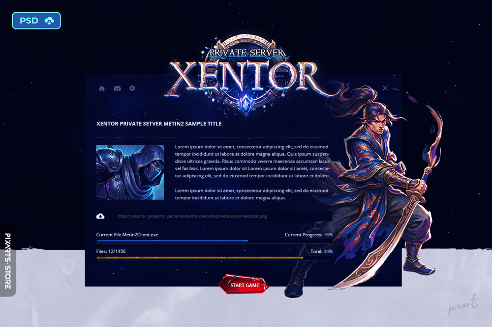 Xentor Ethereal Magic MMORPG Auto-Patcher UI Template