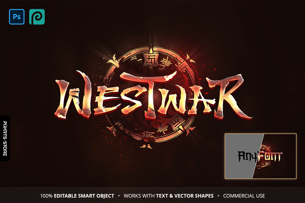 WestWar Oriental War Game Logo Template PSD