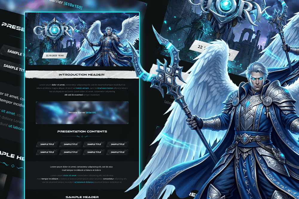 Glory MMORPG Server Presentation PSD Template