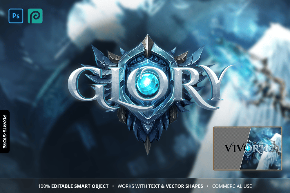 Glory Icy Crystal & Silver Game Logo Template PSD