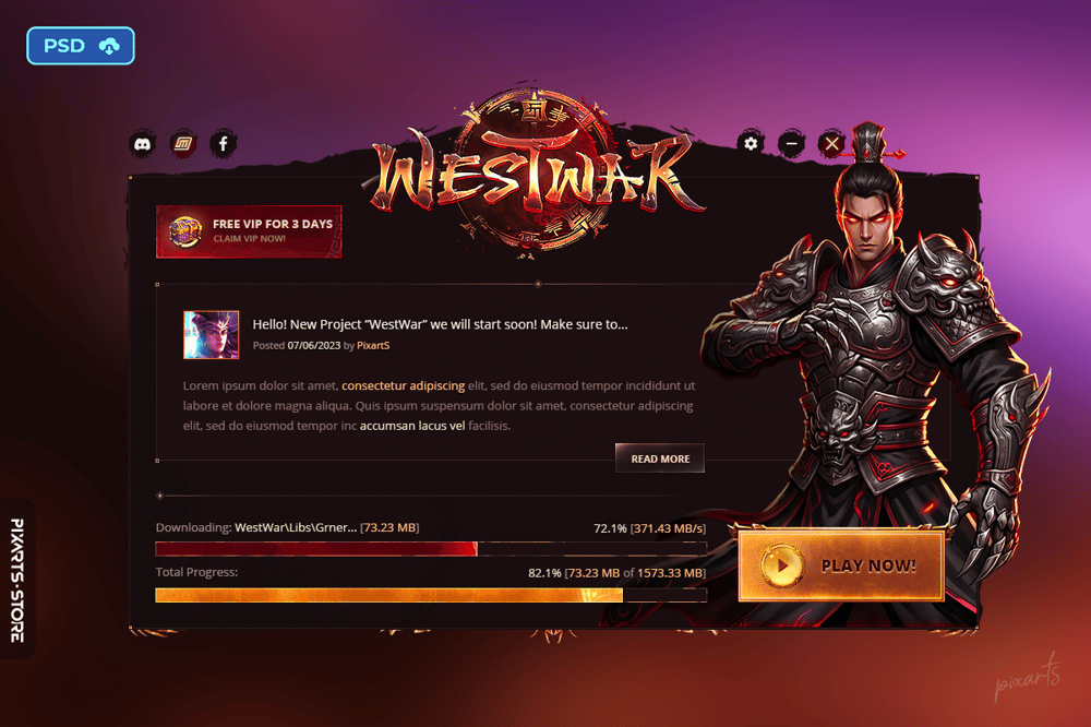 WestWar MMORPG Game Auto-Patcher UI Template