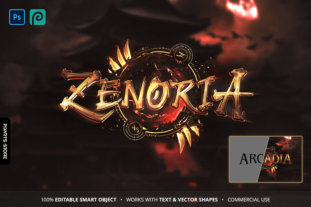 Zenoria Oriental Martial Arts Game Logo Template PSD