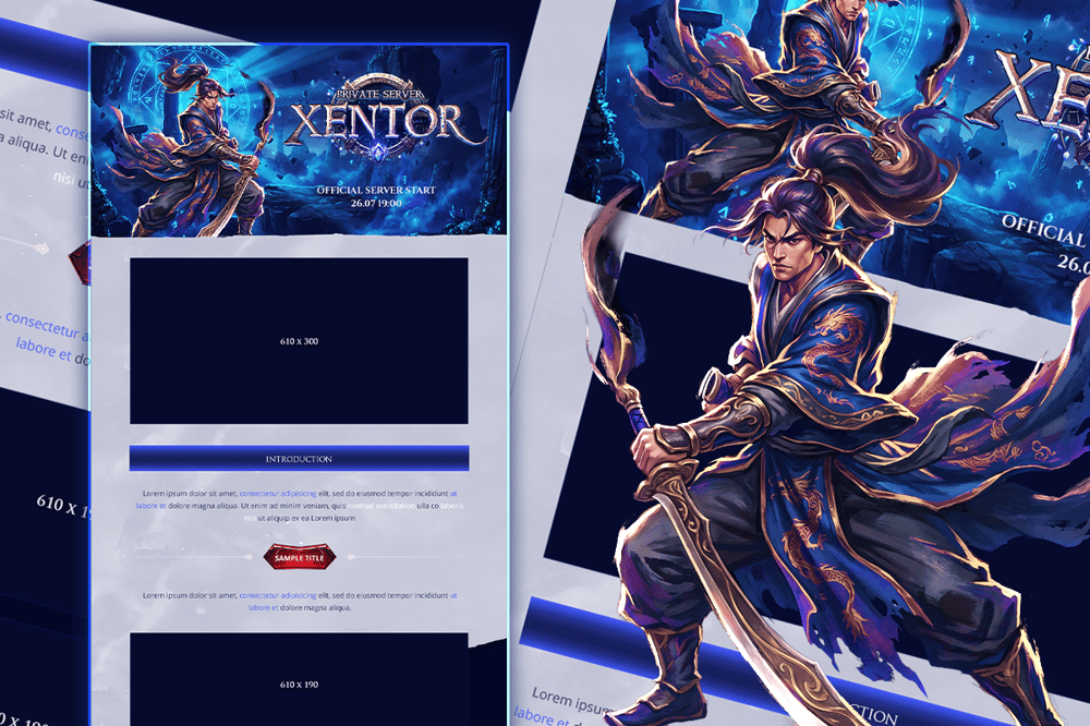 Xentor MMORPG Server Presentation PSD Template