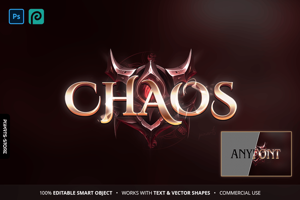 Chaos Dark Fantasy & Demonic Game Logo Template PSD