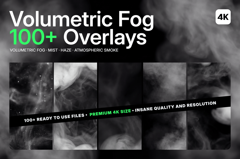 104+ Volumetric Fog & Mist 5K Overlays (Atmospheric, Smoky & Wispy)