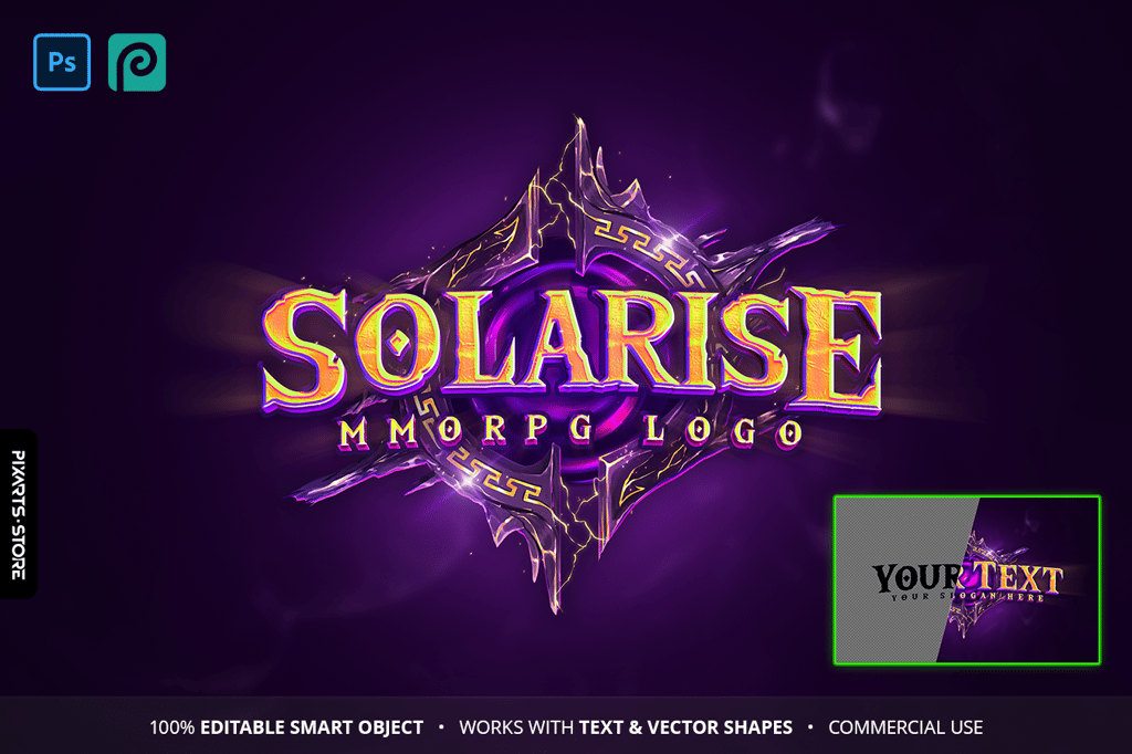 Solarise – Stylized Fantasy Game Logo Template (PSD)