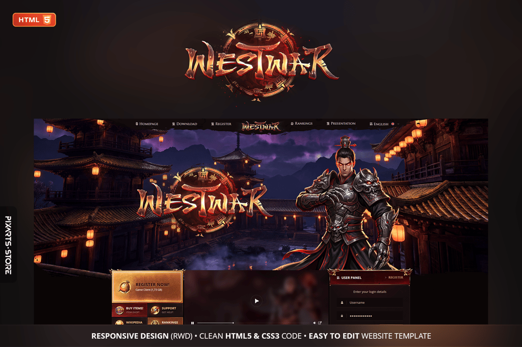WestWar – Classic MMORPG Website HTML Template
