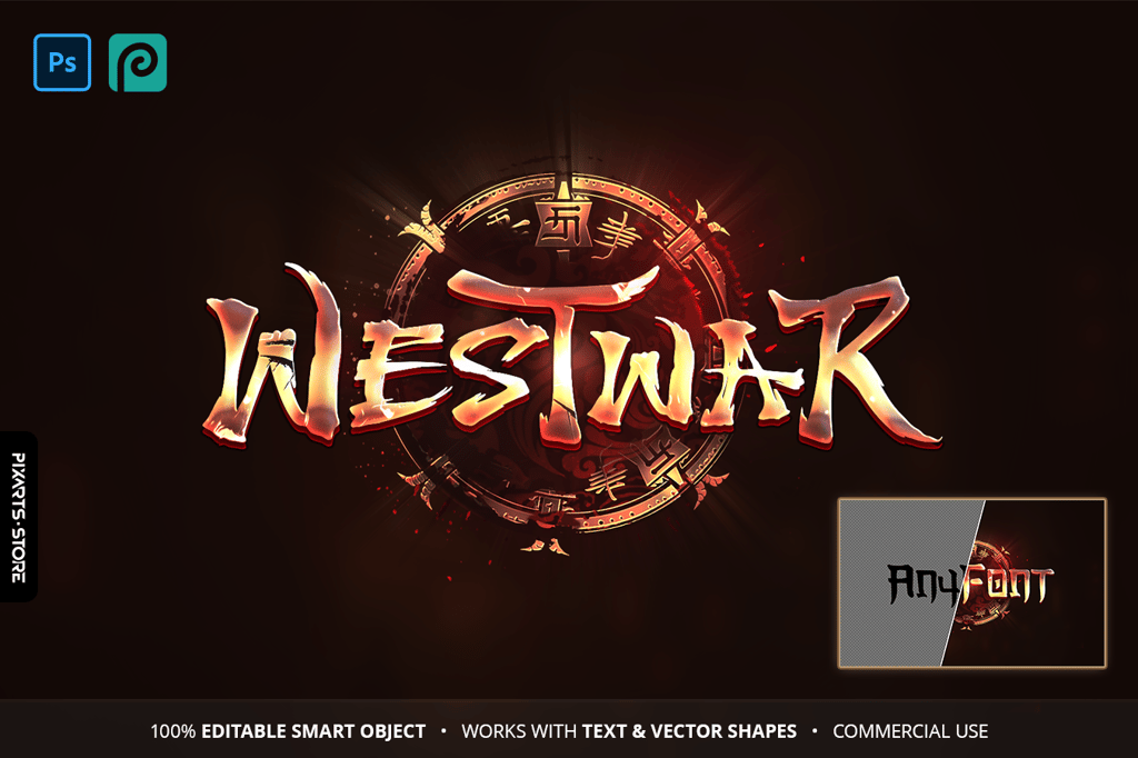 WestWar – Oriental War Game Logo Template (PSD)