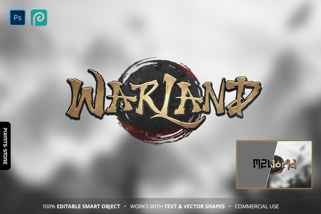 WarLand – Oriental Game Logo Template (PSD Text Effect)
