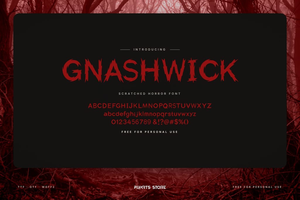 Gnashwick – Scratched Horror Font