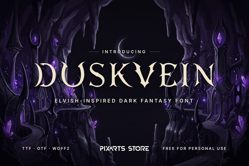 Duskvein – Elvish-Inspired Dark Fantasy Font