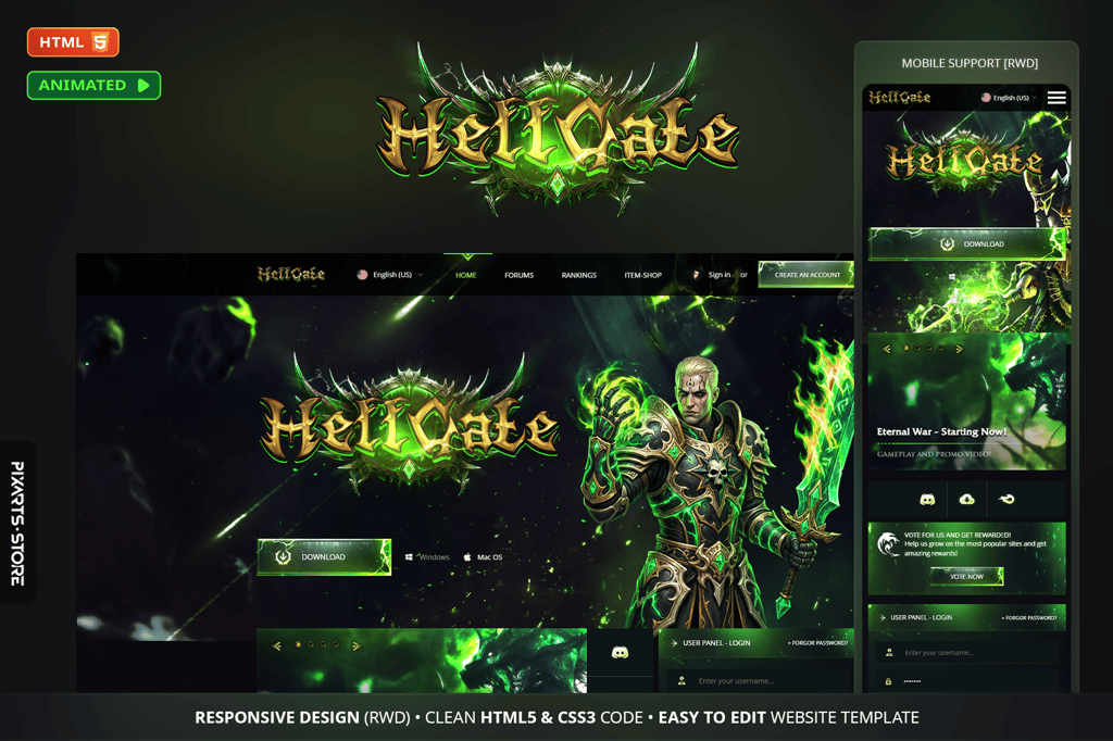 HellGate – MMORPG Private Server Website Template