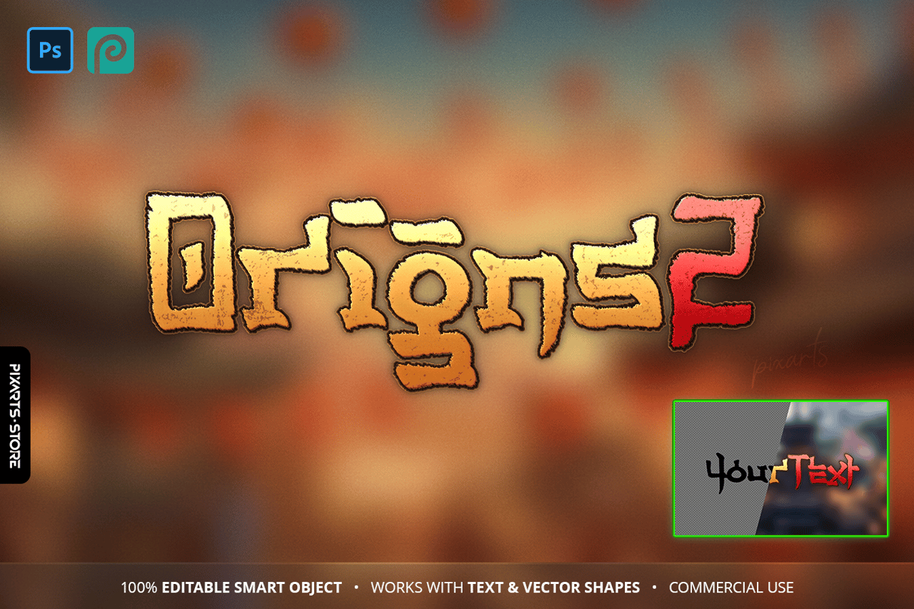 Origins – Oriental MMORPG Game Logo Template (PSD Text Effect)