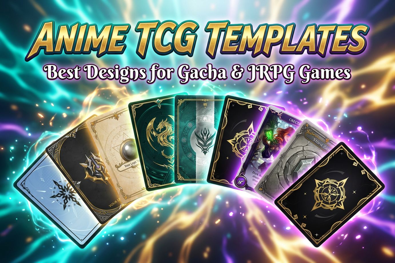 Anime TCG and card game templates - best designs for gacha and JRPG games