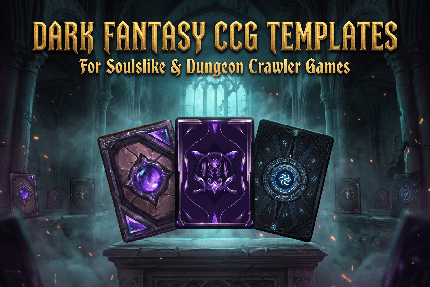 Dark fantasy CCG templates for soulslike and dungeon crawler card games