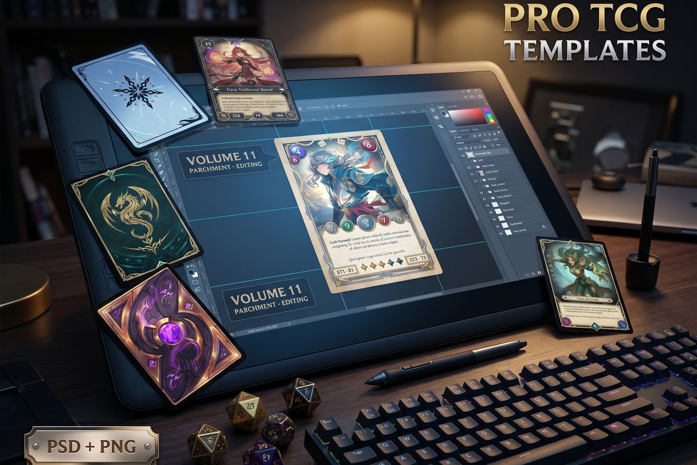 MTG card template alternatives - premium fantasy trading card PSDs in Photoshop