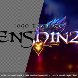 Before and after comparison of the GodFight MMORPG logo PSD template – from plain text to fully rendered metallic chrome fantasy game logo
