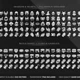 Vector game icons for RPG Headgear, Helmets, Shoulder pads, and Gauntlets.