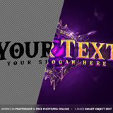 Photoshop text effect preview for Solarise logo showing 1-click smart object transformation and included icon