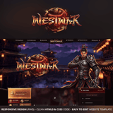 WestWar classic fixed-width MMORPG game website template – dark crimson and gold desktop design