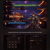 Full vertical layout presentation of WestWar website including Account Panel, Rankings, and Download pages