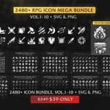 Ultimate RPG Game Icon Mega Bundle – 2400+ Vectors (SVG & PNG) Vol. 1-10