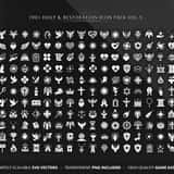 Collection of 190+ flat RPG game icons including healing spells, angel wings, divine light, and buffs in SVG format.