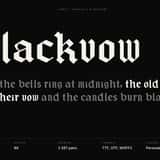 Blackvow gothic blackletter font, type specimen with sample sentence
