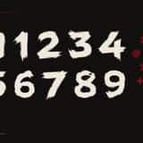 Kurofang samurai dry brush font, numerals and punctuation