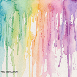 Vibrant multicolor watercolor drips flowing vertically on white background — rainbow paint streaks