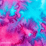 Vibrant pink, purple and cyan watercolor bleeding texture with abstract paint flow
