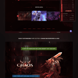 Full vertical presentation of the Chaos MMORPG template suite including all sub-pages and mobile view