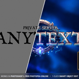 Before and after smart object editing showing the Xentor sapphire blue text effect and included server icon