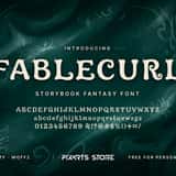 Fablecurl storybook fairy tale font, cover with the font name