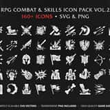 RPG Combat and Skills Vol.2 - Collection of 160+ vector game icons for spells, attacks, and abilities