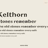 Kelthorn uncial fantasy font, text in different sizes