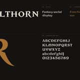 Kelthorn uncial fantasy font, type specimen layout