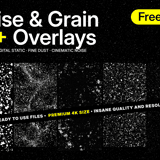 Noise & Grain 55+ Overlays 5K — free pack cover with film grain, digital static and cinematic noise samples