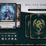Close-up of a premium card frame design for digital CCG, highlighting detailed gold armor textures and text box layouts