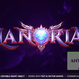 Lanoria Winged Fantasy Game Logo Template PSD