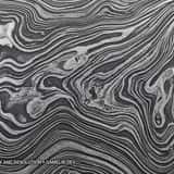 Macro detail shot of a raw metal texture featuring distinct, wavy topographical lines that resemble Damascus steel patterns. Showcases the sharp edges, ridges, and the raw industrial nature of the material.