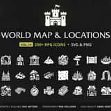 RPG World Map & Locations Icons Vol.14 cover – 256 icons in the Mega Bundle Vol.11–20