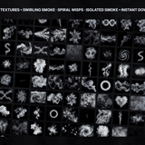 Grid preview of 100+ smoke and haze overlays in 4K — swirls, wisps and atmospheric smoke