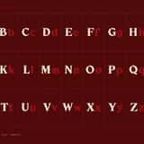 Thornfall spiked medieval fantasy font, uppercase and lowercase letter pairs