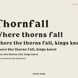 Thornfall spiked medieval fantasy font, text in different sizes