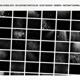 Grid preview of 55+ particle and dust overlays in 4K — floating debris, bokeh and scattered elements