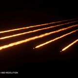 Meteors & Comets overlay — golden shooting star streaks with long glowing light trails on black background